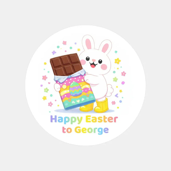 Personalised Easter Bunny Stickers – Chocolate Easter Treat Labels - Sticksy Prints Australia