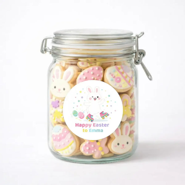 Personalised Easter Bunny Stickers – Happy Easter Name Labels for Kids - Sticksy Prints Australia
