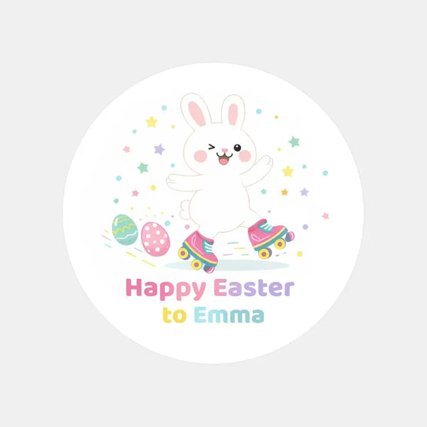 Personalised Easter Bunny Stickers – Happy Easter Name Labels for Kids - Sticksy Prints Australia