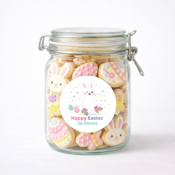 Personalised Easter Bunny Stickers – Happy Easter Name Labels for Kids