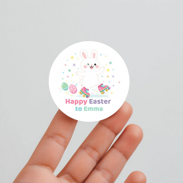 Personalised Easter Bunny Stickers – Happy Easter Name Labels for Kids