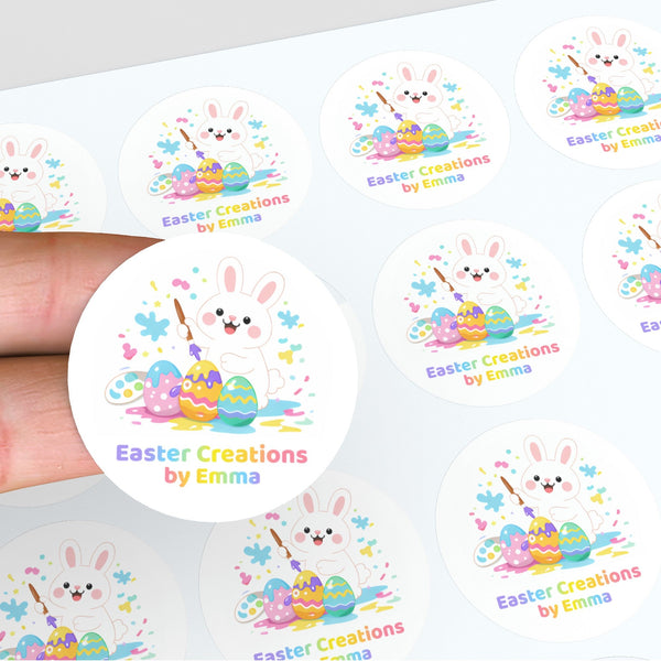 Personalised Easter Creations Stickers – Bunny Painting Easter Egg Labels for Kids