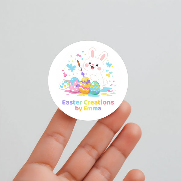 Personalised Easter Creations Stickers – Bunny Painting Easter Egg Labels for Kids