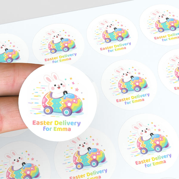 Personalised Easter Delivery Stickers – Bunny Car Easter Treat Labels for Kids