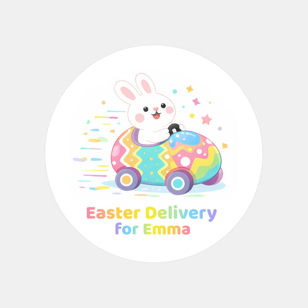 Personalised Easter Delivery Stickers – Bunny Car Easter Treat Labels for Kids