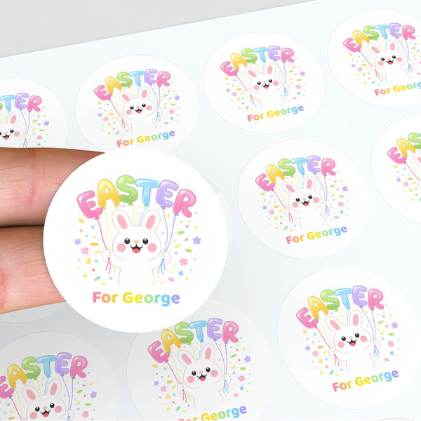 Personalised Easter Stickers – Bunny Balloon Easter Design