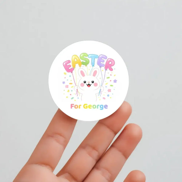 Personalised Easter Stickers – Bunny Balloon Easter Design - Sticksy Prints Australia