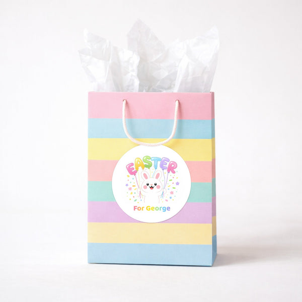 Personalised Easter Stickers – Bunny Balloon Easter Design