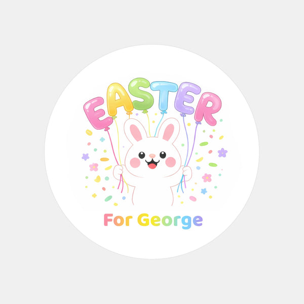 Personalised Easter Stickers – Bunny Balloon Easter Design