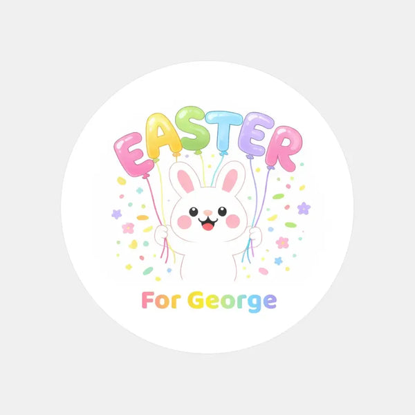 Personalised Easter Stickers – Bunny Balloon Easter Design - Sticksy Prints Australia