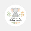 Personalised Elephant Baby Shower Stickers – Safari Welcome Baby Favour Labels