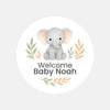 Personalised Elephant Baby Shower Stickers – Safari Welcome Baby Favour Labels - Sticksy Prints Australia