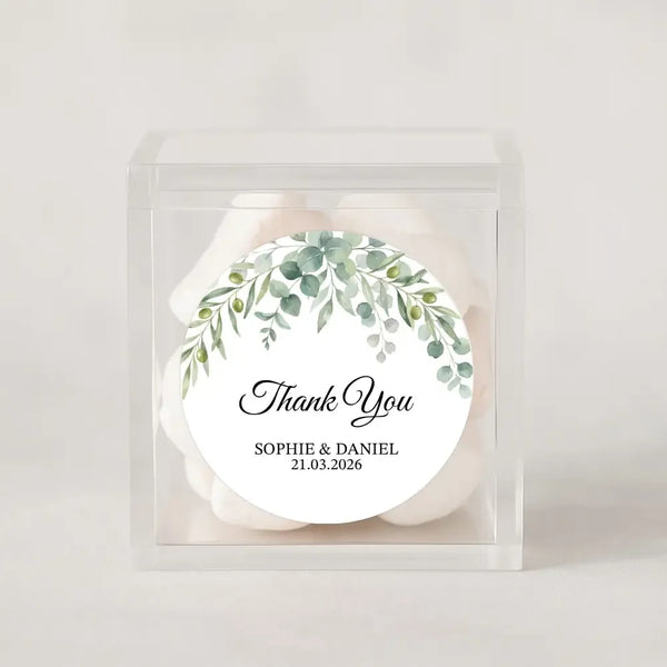 Personalised Eucalyptus Wedding Thank You Stickers | Greenery Favour Labels - Sticksy Prints Australia