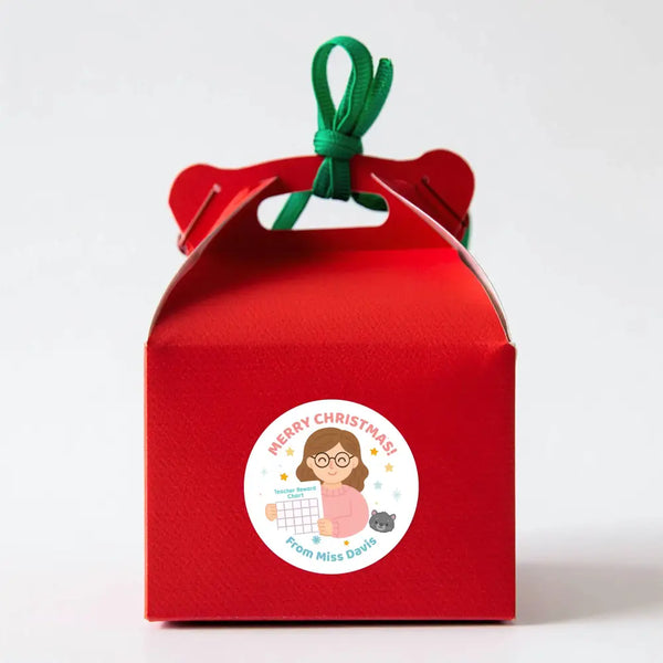 Personalised Female Teacher Christmas Stickers – Custom Holiday Stickers for Teachers
