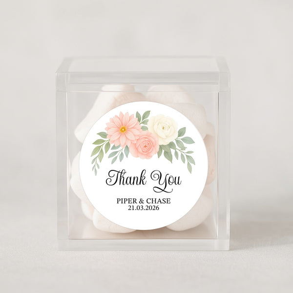 Personalised Floral Thank You Wedding Stickers | Blush Dahlia Design