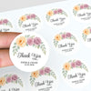 Personalised Floral Wedding Thank You Stickers | Apricot & Mauve Roses