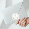 Personalised Floral Wedding Thank You Stickers – Custom Name & Date Pastel Wreath Labels - Sticksy Prints Australia