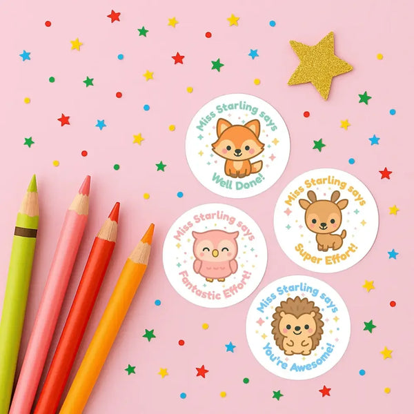 Personalised Forest Animal Teacher Reward Stickers - Sticksy Prints Australia