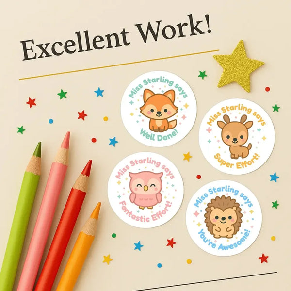 Personalised Forest Animal Teacher Reward Stickers - Sticksy Prints Australia