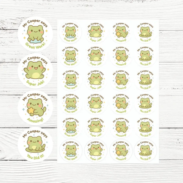 Personalised Frog Teacher Reward Stickers – Cute Classroom Praise Labels - Sticksy Prints Australia