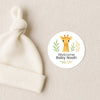 Personalised Giraffe Baby Shower Stickers – Safari Welcome Baby Favour Labels