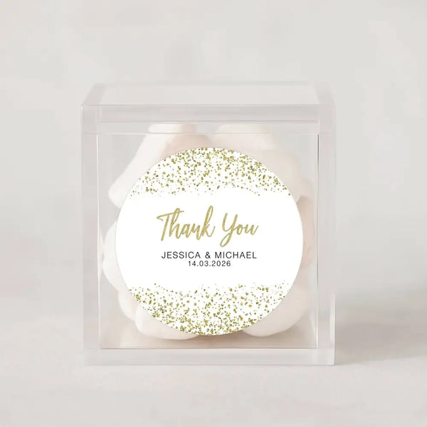 Personalised Gold Glitter Thank You Wedding Stickers - Sticksy Prints Australia
