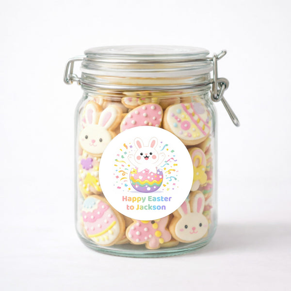 Personalised Happy Easter Stickers – Bunny Egg Pop Easter Labels for Kids