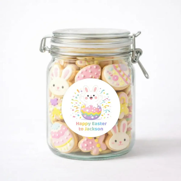 Personalised Happy Easter Stickers – Bunny Egg Pop Easter Labels for Kids - Sticksy Prints Australia