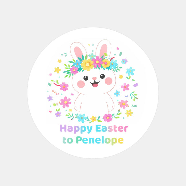 Personalised Happy Easter Stickers – Floral Bunny Easter Labels for Kids