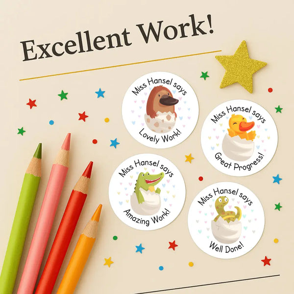 Personalised Hatching Baby Animals Teacher Reward Stickers Labels