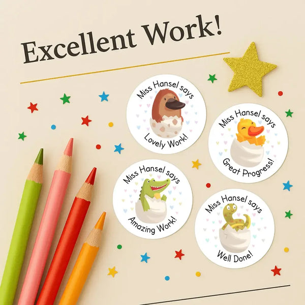 Personalised Hatching Baby Animals Teacher Reward Stickers Labels - Sticksy Prints Australia