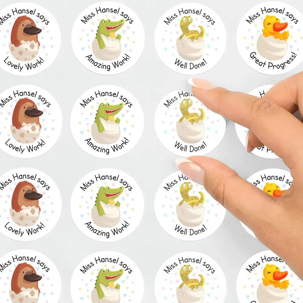 Personalised Hatching Baby Animals Teacher Reward Stickers Labels - Sticksy Prints Australia