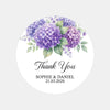 Personalised Hydrangea Wedding Thank You Stickers | Purple Floral Favour Labels