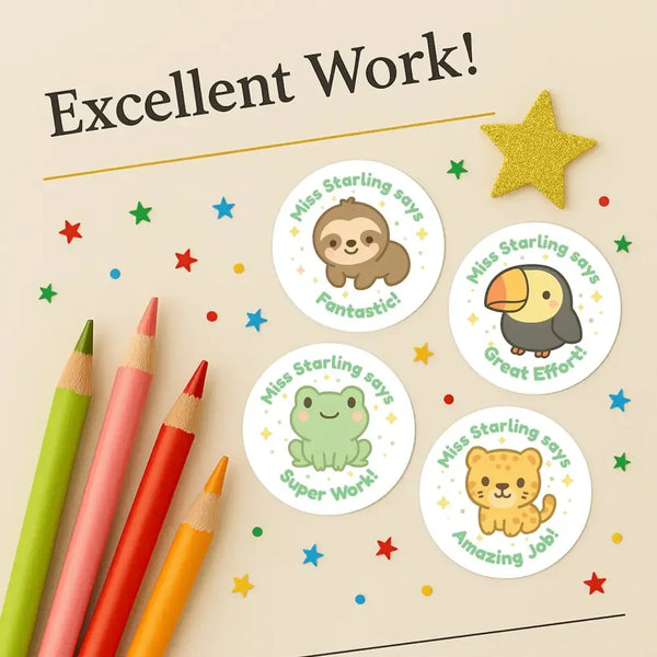 Personalised Jungle Animal Teacher Reward Stickers - Sticksy Prints Australia