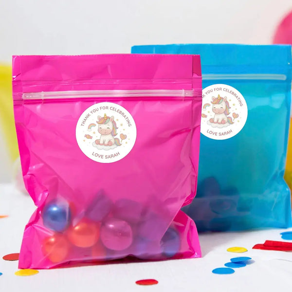 Personalised Kids Birthday Sticker Labels Baby Unicorn