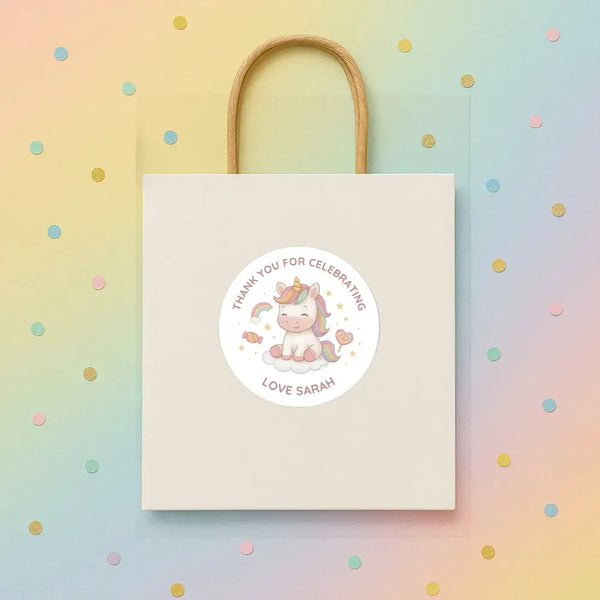 Personalised Kids Birthday Sticker Labels Baby Unicorn - Sticksy Prints Australia