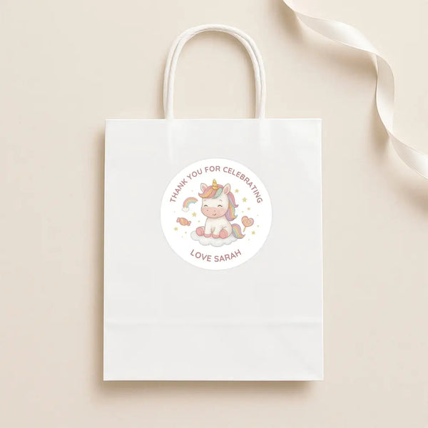 Personalised Kids Birthday Sticker Labels Baby Unicorn