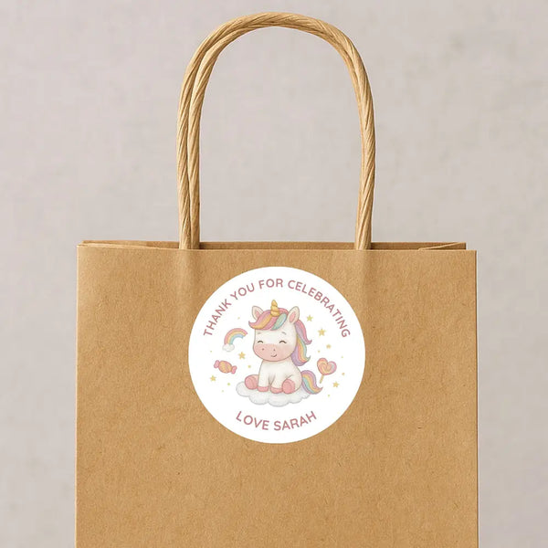 Personalised Kids Birthday Sticker Labels Baby Unicorn