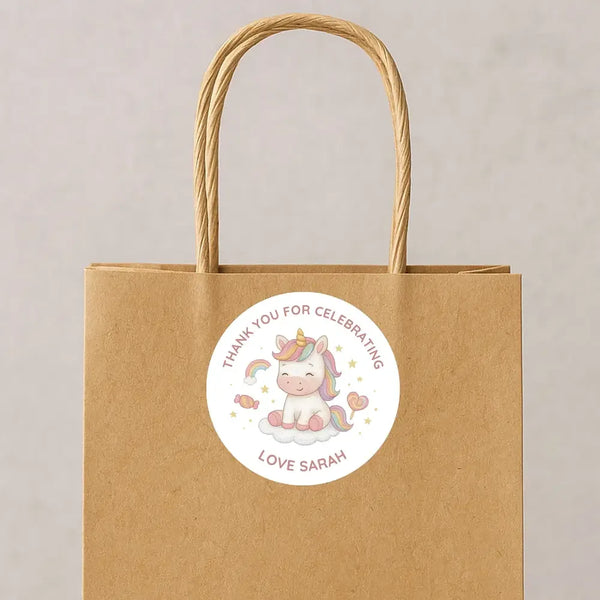 Personalised Kids Birthday Sticker Labels Baby Unicorn - Sticksy Prints Australia