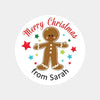 Personalised Kids Christmas Sticker Labels Gingerbread Man