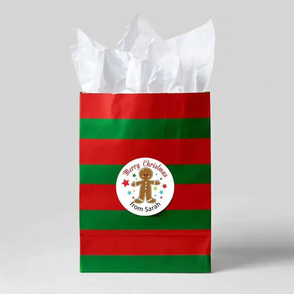 Personalised Kids Christmas Sticker Labels Gingerbread Man - Sticksy Prints Australia