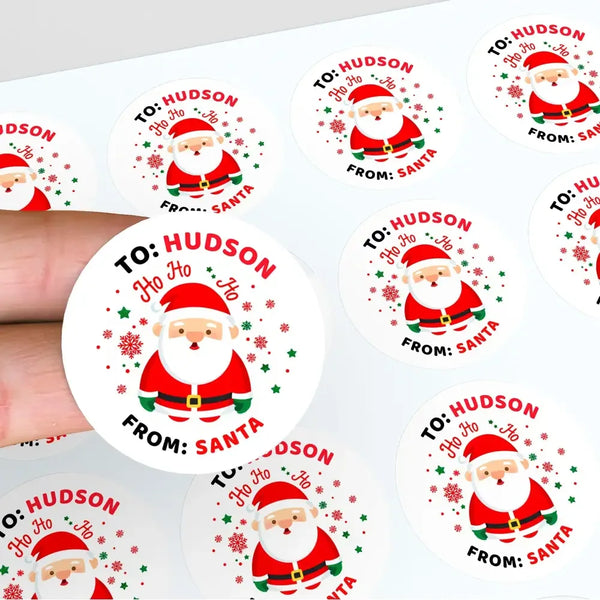 Personalised Kids Christmas Sticker Labels Ho Ho Ho From Santa - Sticksy Prints Australia