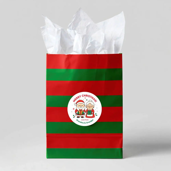 Personalised Kids Christmas Sticker Labels Mr. and Mrs Clause