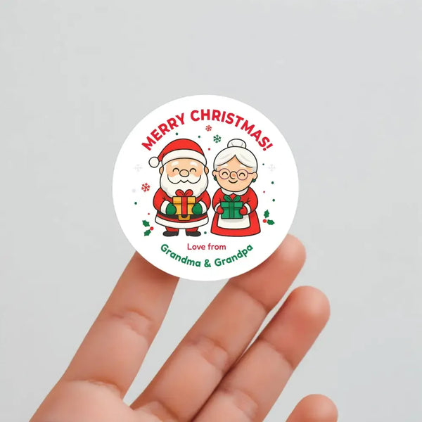 Personalised Kids Christmas Sticker Labels Mr. and Mrs Clause - Sticksy Prints Australia
