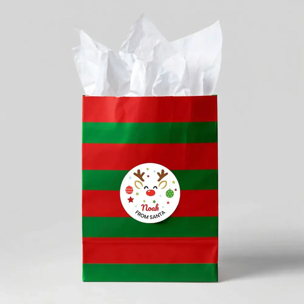 Personalised Kids Christmas Sticker Labels Rudolph Reindeer - Sticksy Prints Australia