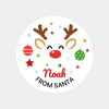 Personalised Kids Christmas Sticker Labels Rudolph Reindeer