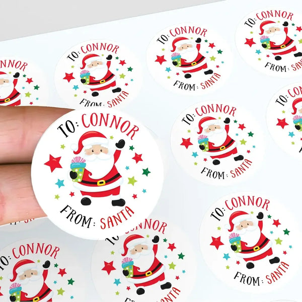 Personalised Kids Christmas Sticker Labels Santa - Sticksy Prints Australia