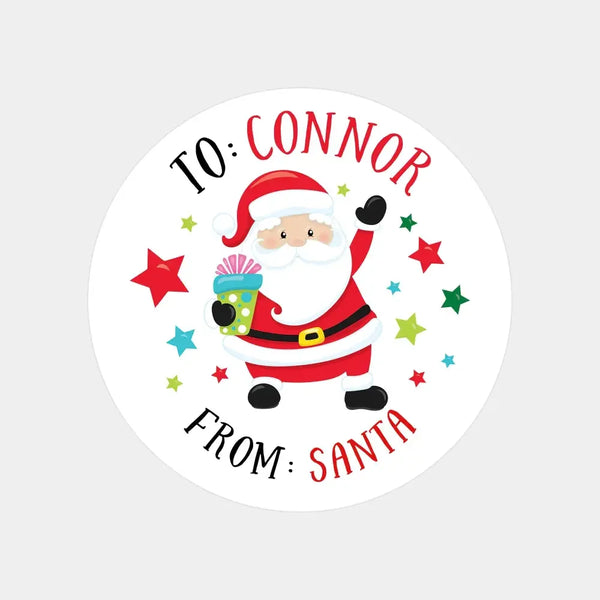Personalised Kids Christmas Sticker Labels Santa - Sticksy Prints Australia