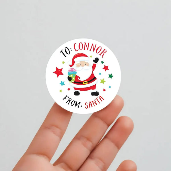 Personalised Kids Christmas Sticker Labels Santa - Sticksy Prints Australia