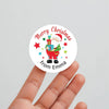 Personalised Kids Christmas Sticker Labels Santa Holding Gifts